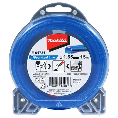Корда Makita за моторна коса усукана безшумна 1.65 мм, 15 м, синя, E-01731