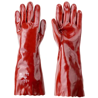 Ръкавици Coverguard PVC размер 10, 400 мм, тъмночервени, Eurochem 3640