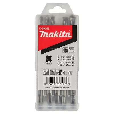 Свредло за бетон Makita SDS-plus комплект 6, 8, 10, 12 мм, 5 бр., D-36049
