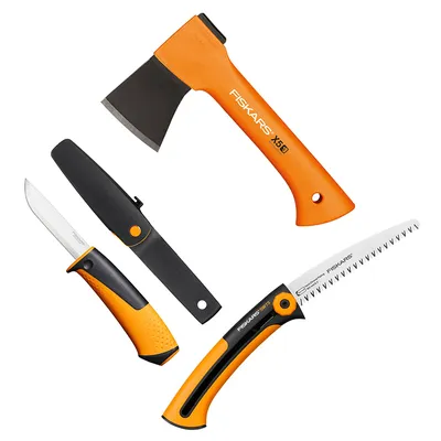 Брадва Fiskars горска с дръжка комплект 231 мм