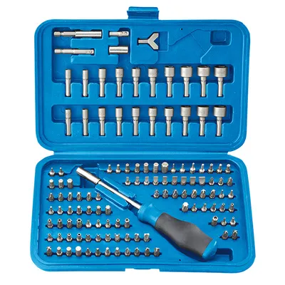 Комплект битове Fervi PH/PZ/SB/TX/SW/SP/RB/TS/TW с магнитен държач 1/4", 122 бр.