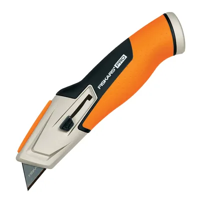 Макетен нож Fiskars метален с трапецовидно прибиращо острие 177х19 мм, Pro CarbonMax