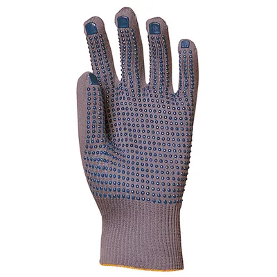 Ръкавици Coverguard плетени с PVC пъпки памук/полиестер  размер 9, сиво и синьо, Eurostrong 4380