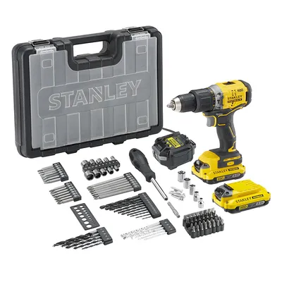 Акумулаторен винтоверт Stanley ударен комплект   с 2 батерии и зарядно, 18 V, 2 Ah, 60 Nm, 1.5-13 мм, SFMCD715D2A