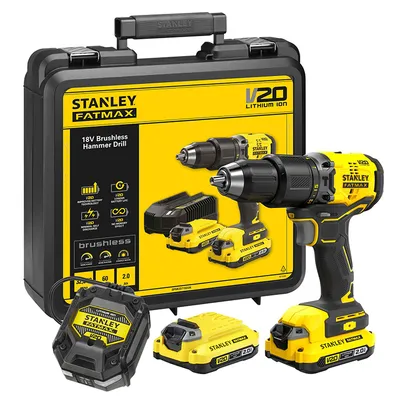 Акумулаторен винтоверт Stanley ударен  с 2 батерии и зарядно, 18 V, 2 Ah, 60 Nm, 1.5-13 мм, SFMCD715D2K