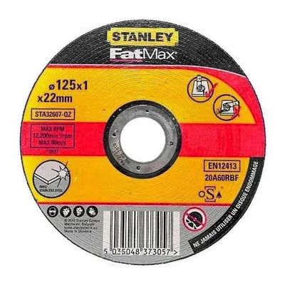 Диск карбофлексен за рязане Stanley на метал и неръждавейка  125 мм, 1 мм, 22.23 мм, STA39297