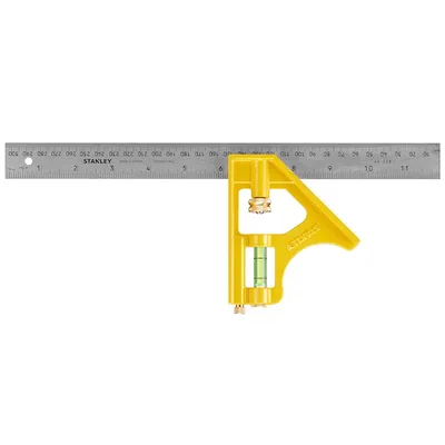 Прав ъгъл с метален нивелир Stanley  300 мм, 2-46-028