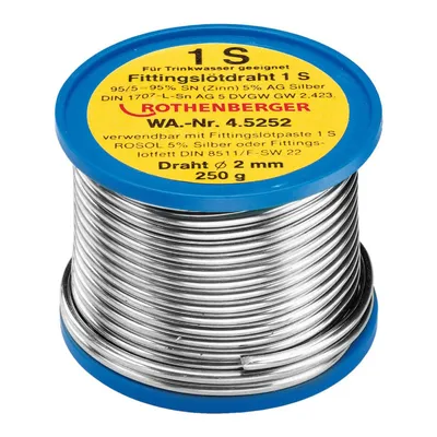 Припой Rothenberger за медни тръби мек 2 мм, 250 °C, 0.25 кг, Rosol 1S