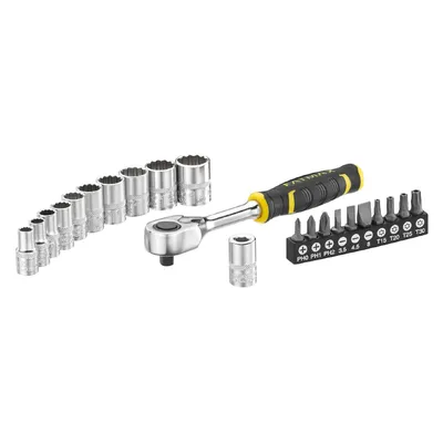 Гедоре комплект Stanley вложки с тресчотка и накрайници 21 бр., 13-24 мм x 1/2", FMMT82681-0