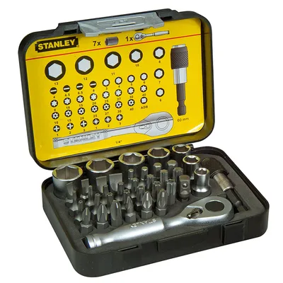 Гедоре комплект Stanley вложки с тресчотка и накрайници  39 бр., 6-13 мм х 1/4", 1-13-906