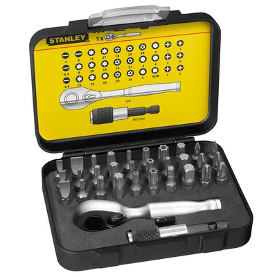Комплект битове Stanley с тресчотка 1/4", 25 мм, 32 бр., 1-13-904