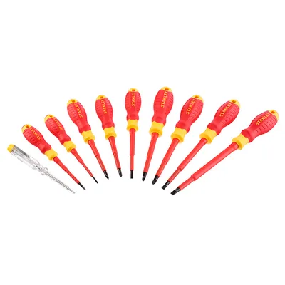 Комплект електротехнически отвертки Stanley SB/PH/PZ и фазомер 10 бр., STHT60032-0