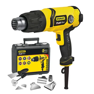 Пистолет за горещ въздух Stanley електрически в куфар  2000 W, 250-500 л/мин, 50-450/40-600 °C, FME670K