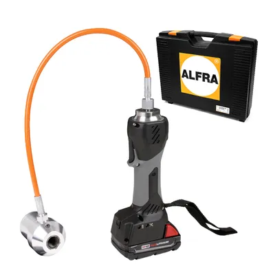 Акумулаторна преса за щанцоване Alfra с 1 батерия и зарядно, 18 V, 2 Ah, 75 kN, Akku-Compact Flex