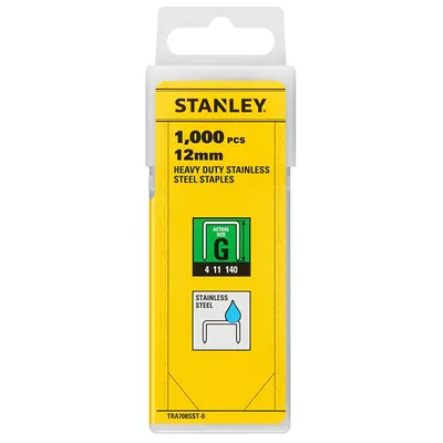 Скоби за такери Stanley  тип G11, 10.6x1.25x12 мм, неръждаема стомана, 1000 бр., TRA708SST-0