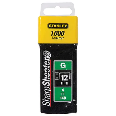 Скоби за такери Stanley тип G11, 10.6x1.25x12 мм, поцинкована стомана, 1000 бр., 1-TRA708T