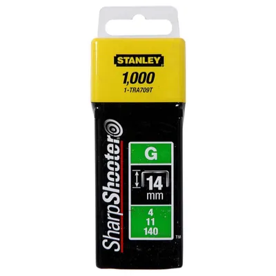 Скоби за такери Stanley  тип G11, 10.6x1.25x14 мм, поцинкована стомана, 1000 бр., 1-TRA709T