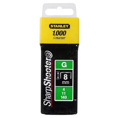 Скоби за такери Stanley  тип G11, 10.6x1.25x8 мм, поцинкована стомана, 1000 бр., 1-TRA705T
