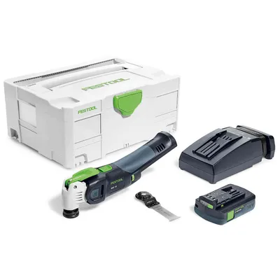 Акумулаторен мултифункционален инструмент Festool с 1 батерия и зарядно, 18 V, 3.1 Ah, 10 000-19 500 вибр./мин, Vecturo OSC 18 Li 3,1 E-Compact