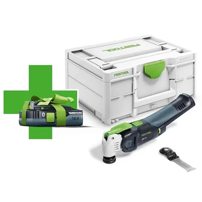 Акумулаторен мултифункционален инструмент Festool с подарък с 1 батерия без зарядно, 18 V, 4 Ah, 10 000-19 500 вибр./мин, Vecturo OSC 18 E-Basic-4.0