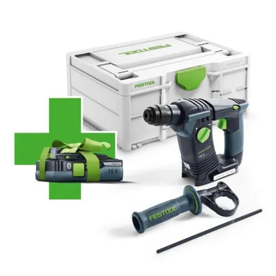 Акумулаторен перфоратор Festool с безчетков двигател с подарък с 1 батерия без зарядно, SDS-plus, 18 V, 4 Ah, 1.8 J, 0-4895 уд./мин, BHC 18-Basic-4.0