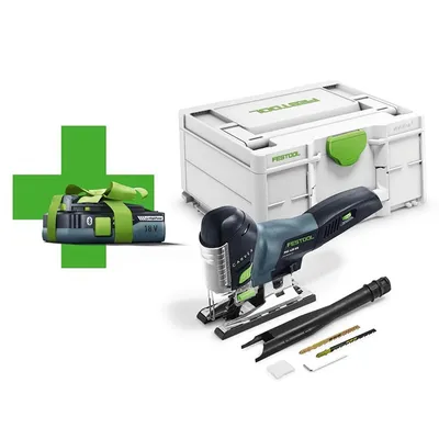 Акумулаторен прободен трион зеге Festool с подарък с 1 батерия без зарядно, 18 V, 4 Ah, 1500-3800 хода/мин, PSC 420 EB-Basic-4.0