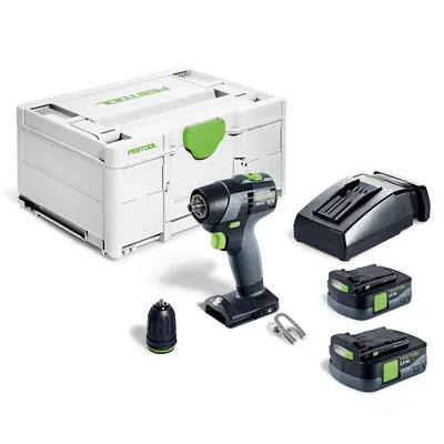 Акумулаторен винтоверт Festool с безчетков двигател с 2 батерии и зарядно, 12 V, 2.5 Ah, 30 Nm, 1-10 мм, шестостен, TXS 12 2.5-Plus