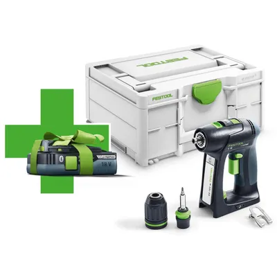 Акумулаторен винтоверт Festool с безчетков двигател с подарък с 1 батерия без зарядно, 18 V, 4 Ah, 45 Nm, 1.5-13 мм, C 18-Basic-4.0