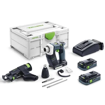 Акумулаторен винтоверт Festool с безчетков двигател за сухо строителство с 2 батерии и зарядно, 18 V, 4 Ah, 1/4", DWC18-4500 HPC4, I-Plus