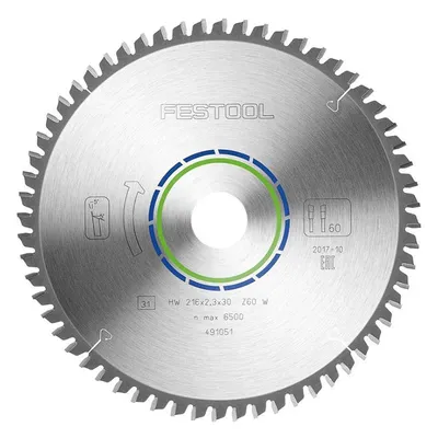 Диск циркулярен за рязане Festool на алуминий с HM пластини 216 мм, 30 мм, 1.9 мм, 60 z, W60