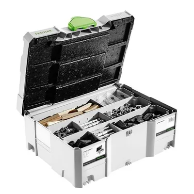 Дюбел дървен Festool комплект с фрезер  12x100, 12x140, 14x100, 14x140 мм, SV-SYS