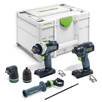 Комплект акумулаторни инструменти Festool без батерия и зарядно, TID 18, TPC 18/4, 18 V, TID 18 Basic-Set TPC 18/4