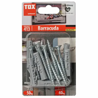 Комплект дюбели Tox за монтаж на етажерки с винт PZ  ф 8x40 мм, 10 бр./опак., Barracuda