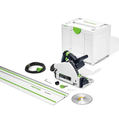 Ръчен потапящ се циркуляр Festool електрически с подарък шина 1200 W, ф 160 мм, 2000-5800 об./мин, TS 55 FEBQ-Plus-FS