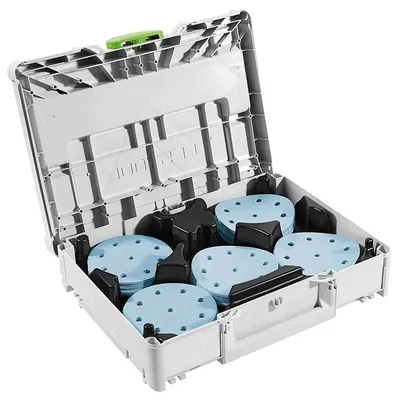 Шкурка за ротационен шлайф Festool с велкро с 8 отвора 125 мм, P120, P180, P220, P60, P80, 100 бр., Granat SYS-STF D125 GR-Set