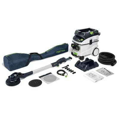 Електрически шлайф / жираф за стени и тавани Festool комплект с прахосмукачка CTM 36 400 W, ф 220 мм, ф 225 мм, 5000-8500 об./мин, Planex LHS 2-M 225 EQ/CTL 36-Set