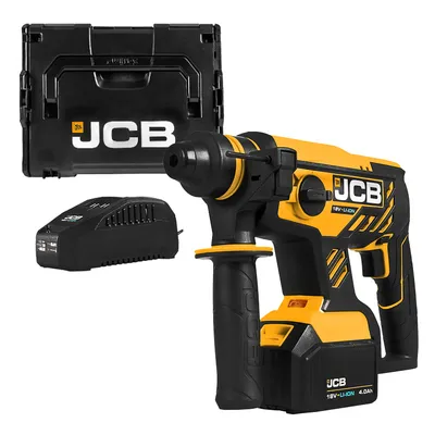 Акумулаторен перфоратор JCB с безчетков двигател   с 1 батерия и зарядно, SDS-plus, 18 V, 4 Ah, 1.7 J, 0-4500 уд./мин, 18BLRH-4X-E