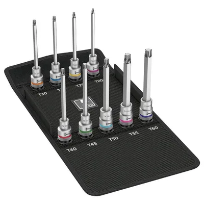 Гедоре комплект Wera вложки с накрайници 9 бр., TX20-60, 1/2", 140 мм, 8767 C TORX HF 3 Zyklop