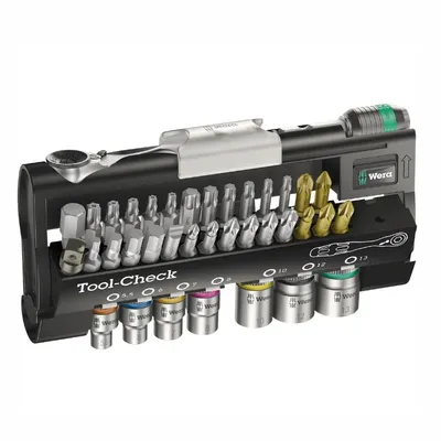Гедоре комплект Wera вложки с тресчотка и накрайници 37 бр., 5.5-13 мм х 1/4", Tool-Check 1 SB