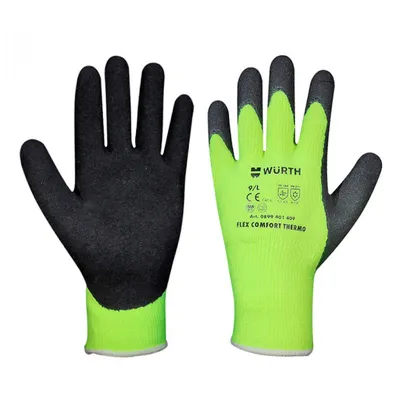 Ръкавици Wurth топени в латекс акрилни размер 10, черно и жълто, Flex Comfort Thermo