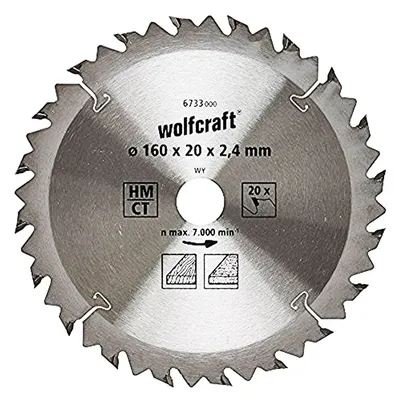 Диск циркулярен за рязане Wolfcraft на дърво напречно надлъжно с HM пластини 160 мм, 20 мм, 20 z