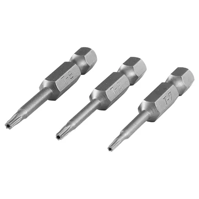 Комплект битове Wolfcraft TX Torx с отвор  TX7, 1/4", 50 мм, 3 бр.