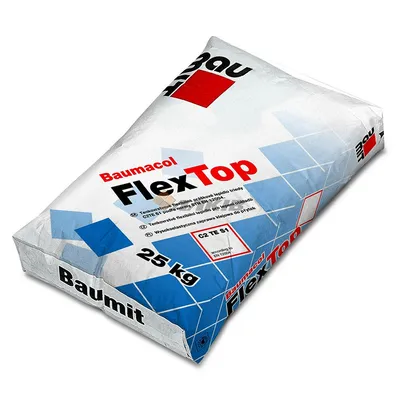 Лепило Baumit циментово за плочки супер гъвкаво 25 кг, сиво, Baumacol FlexTop