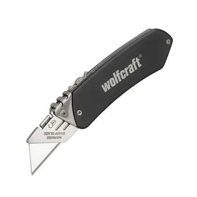 Макетен нож Wolfcraft метален с трапецовидно острие сгъваем  90x19 мм