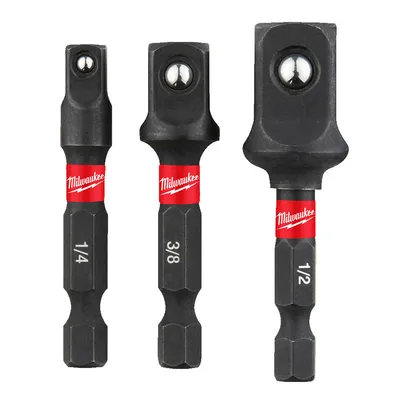 Адаптор преход за вложки Milwaukee 3 бр., шестостен - квадрат, 1/4" х 3/8" х 1/2", Shockwave