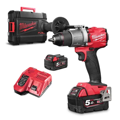Акумулаторна бормашина Milwaukee с 2 батерии и зарядно, 18 V, 5 Ah, 135 Nm, 550/2000 об./мин, 1.5-13 мм, M18 FDD2-502X