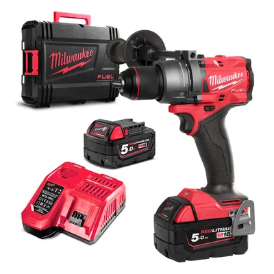 Акумулаторна ударна бормашина Milwaukee с 2 батерии и зарядно, 18 V, 5 Ah, 158 Nm, 0-500/0-2100 об./мин, 13 мм, M18 FPD3-502X