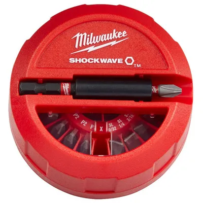 Комплект битове Milwaukee с магнитен държач  15 бр., Shockwave