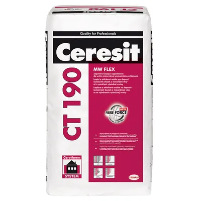 Лепило Henkel циментова шпакловка за вата 25 кг, сиво, Ceresit CT 190