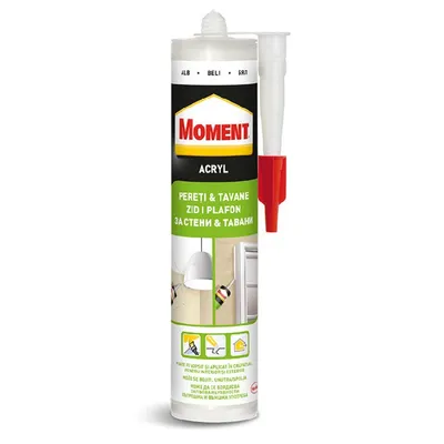 Лепило уплътнително Henkel акрилно за пукнатини и фуги  280 мл, бяло, Moment Acryl